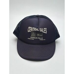 Vintage Otto Cap Central Sales Fergus Falls Ford Trucker Hat Navy Blue Snapback